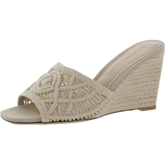 Veronica Beard Womens Ezrah Beige Macrame Espadrille Wedge Sandals Shoes 6.5 - Picture 1 of 8